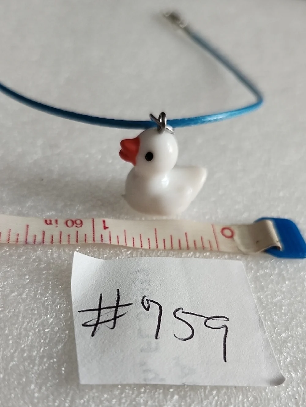 Hand Crafted White Duck Charm Bracelet / Anklet with Blue Cord